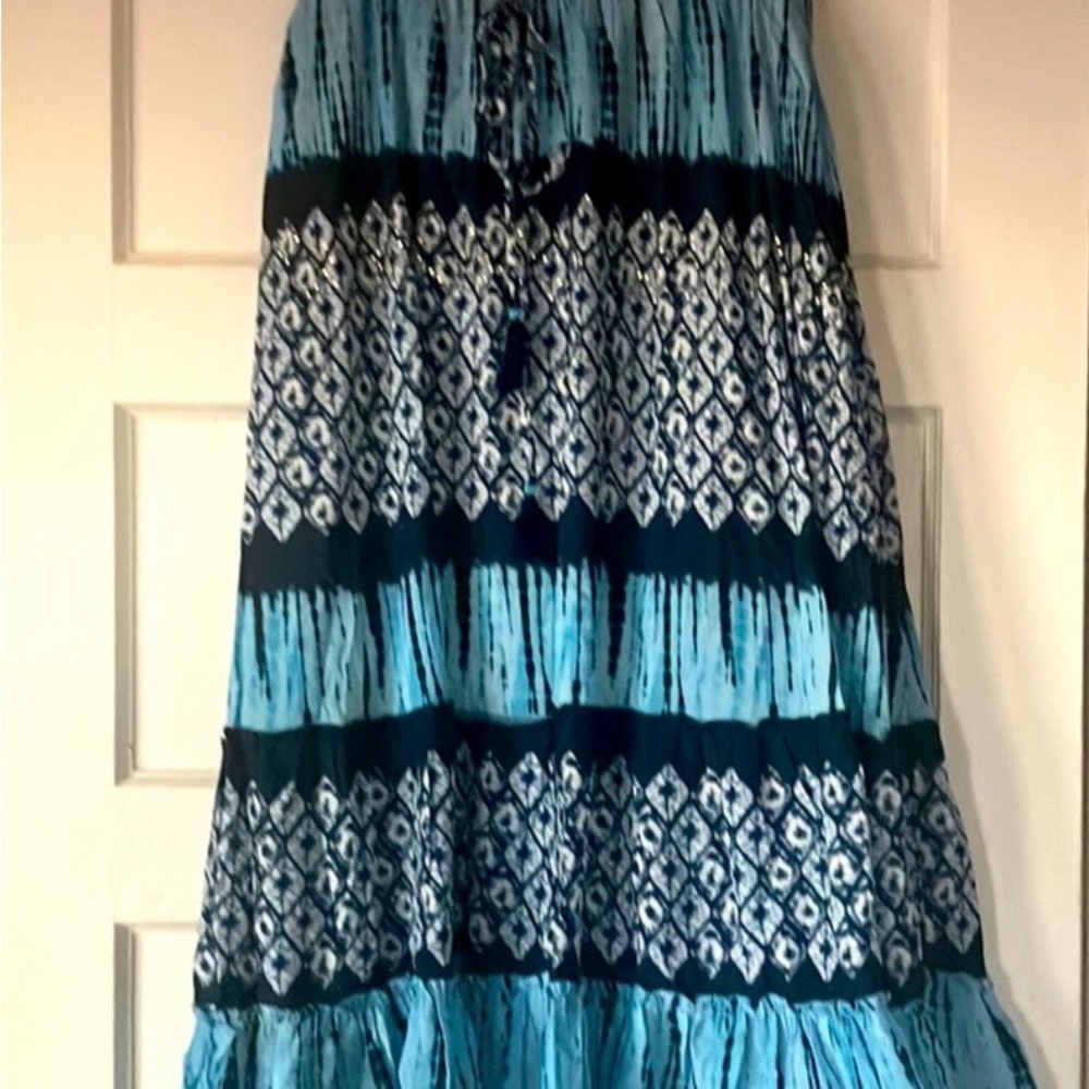 Ruby Yaya Elegant Blue & White  Patterned Maxi Skirt
